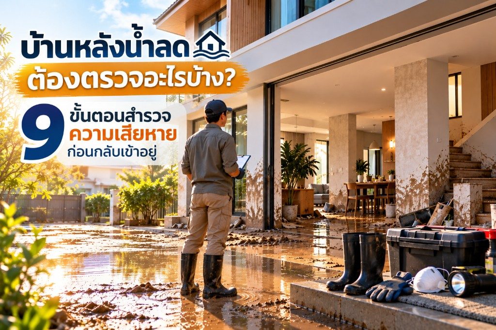 บ้านหลังน้ำลดต้องตรวจอะไรบ้าง? 9 ขั้นตอนสำรวจความเสียหายก่อนกลับเข้าอยู่ในปี 2026