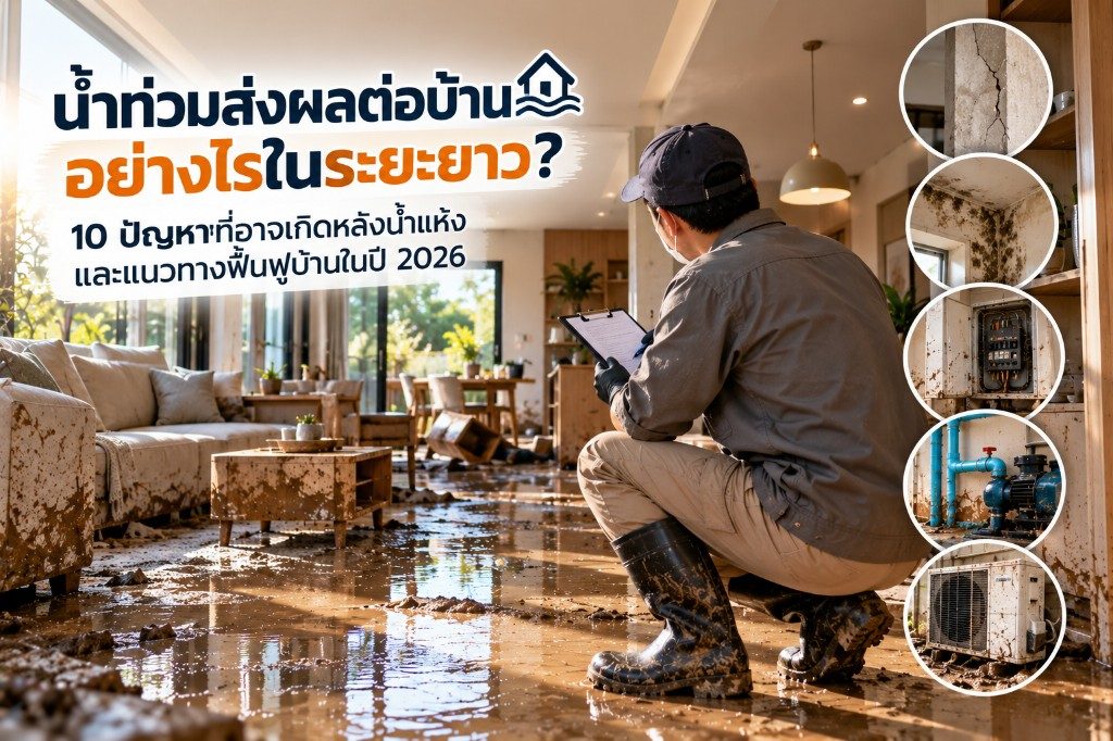 น้ำท่วมส่งผลต่อบ้านอย่างไรในระยะยาว? 10 ปัญหาที่อาจเกิดหลังน้ำแห้ง และแนวทางฟื้นฟูบ้านในปี 2026