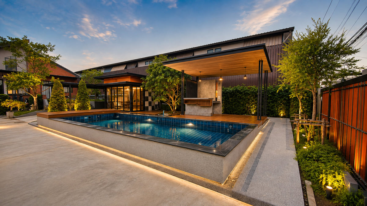 งานปรับปรุงภูมิทัศน์ สระว่ายน้ำ สวน และพื้นที่รอบบ้าน